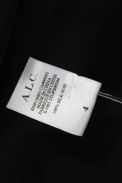 A.L.C. Womens Basic Halter Silk Tank Sleeveless Black Button Size 4