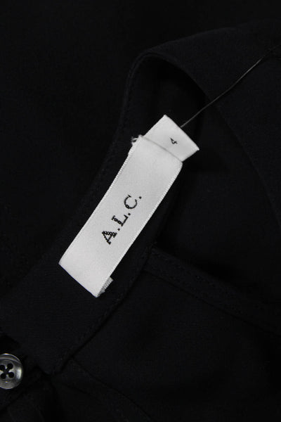 A.L.C. Womens Basic Halter Silk Tank Sleeveless Black Button Size 4