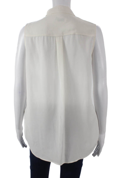 Equipment Femme Women Silk Collared Sleeveless Button Up Solid Basic Size M