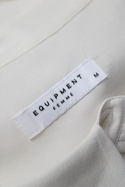 Equipment Femme Women Silk Collared Sleeveless Button Up Solid Basic Size M