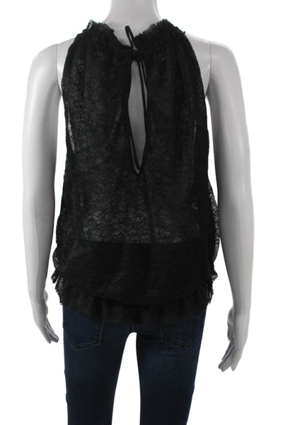 Calvin Rucker Womens Black Floral Halter Lace Tie Tank Sleeveless Size S