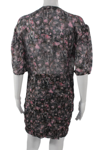 IRO Womens Floral Viscose V Neck Half Sleeve Mini Dress Multicolor Size 40