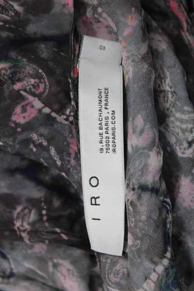 IRO Womens Floral Viscose V Neck Half Sleeve Mini Dress Multicolor Size 40