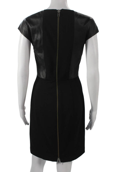 Rachel Zoe Women Black Sheath Dress Short Sleeve Scoop Neck Polyester Size 6