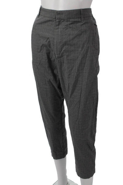 Nili Lotan Women Cropped Plaid Gray Cotton Pants Size 6
