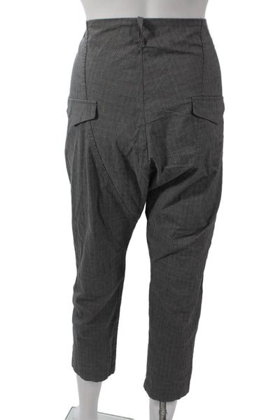 Nili Lotan Women Cropped Plaid Gray Cotton Pants Size 6