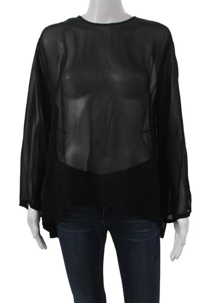 Sass & Bide Womens Tunic Blouse Black Long Sleeve Round Neck Viscose Size S
