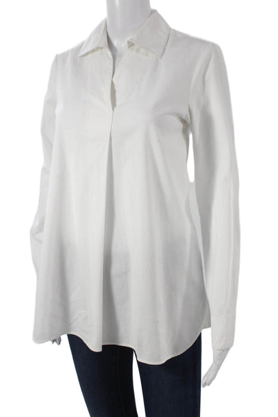 Ellen Tracy Women White Collared Long Sleeve Tunic Cotton Size XS