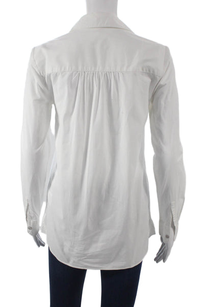 Ellen Tracy Women White Collared Long Sleeve Tunic Cotton Size XS