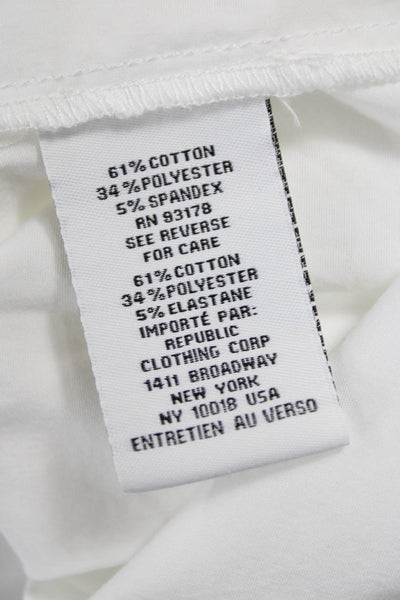 Magaschoni Womens Collared White Basic Blouse Long Sleeve Size S