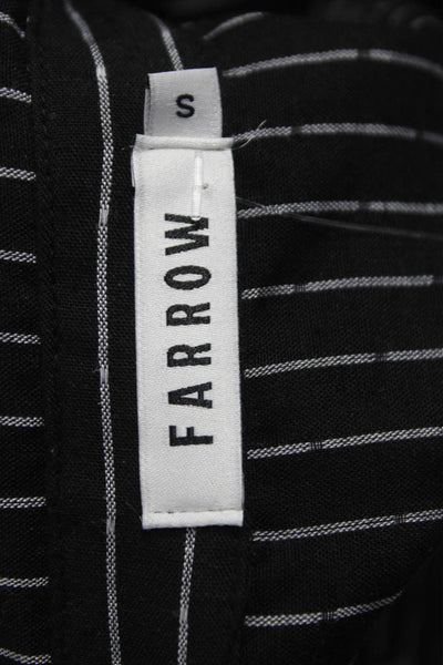 Farrow Women Button-Up Collared Striped Rayon Long Sleeve Black Size S
