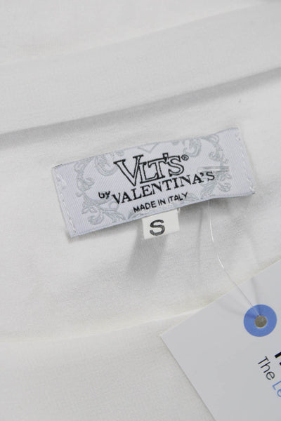 VLTs By Valentina Women Basic Blouse White Viscose Boat Neck Long Sleeve Size S
