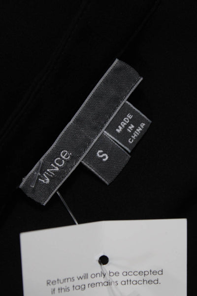 Vince Womens Basic Silk Henley Short Sleeve Blouse Black Size S