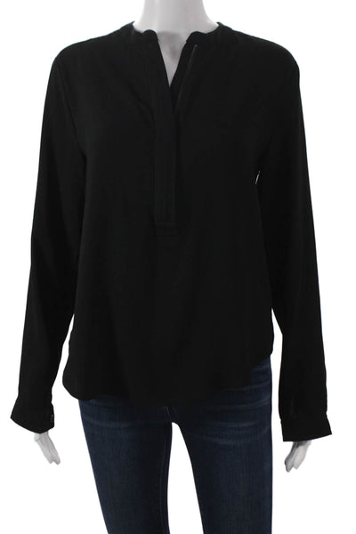 Neiman Marcus Women Basic Black V-Neck Long Sleeve Blouse Size XS