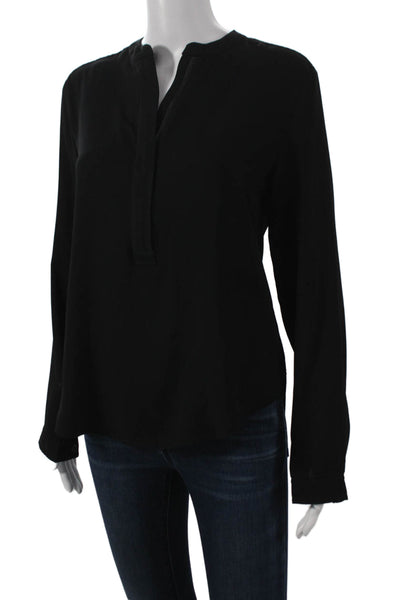 Neiman Marcus Women Basic Black V-Neck Long Sleeve Blouse Size XS