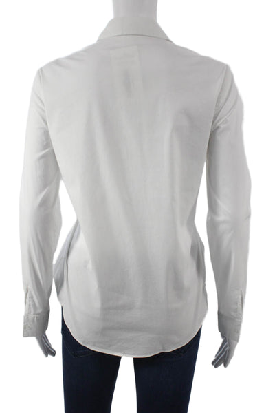 Farrow Women Basic Collared White Button-Up Top Long Sleeve Size S