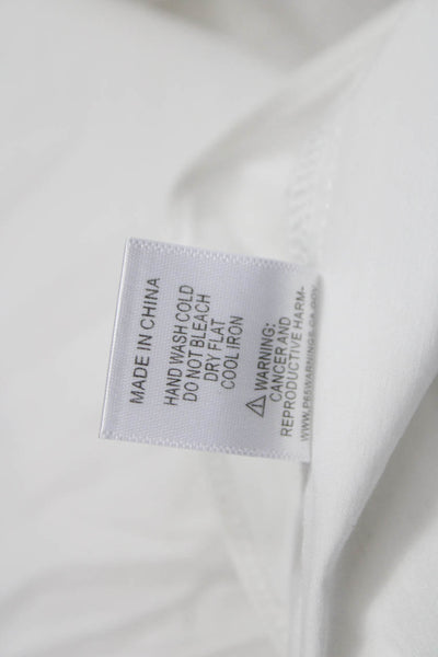 Farrow Women Basic Collared White Button-Up Top Long Sleeve Size S