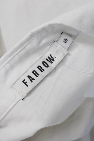 Farrow Women Basic Collared White Button-Up Top Long Sleeve Size S