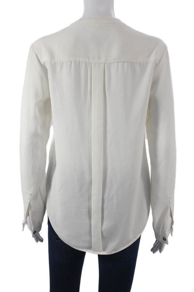 Neiman Marcus Women White Collared Long Sleeve Polyester Basic Blouse Size XS