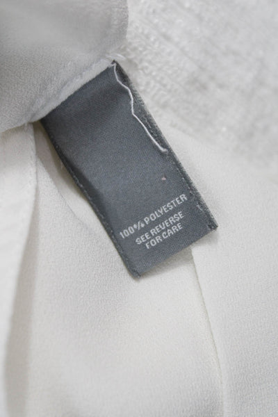 Neiman Marcus Women White Collared Long Sleeve Polyester Basic Blouse Size XS