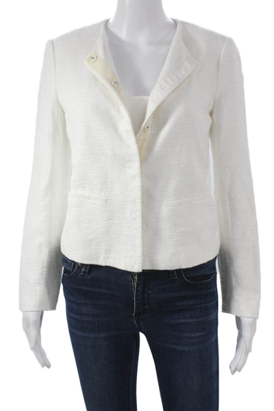 Vince Women Basic Jacket White Button Long Sleeve Size XS