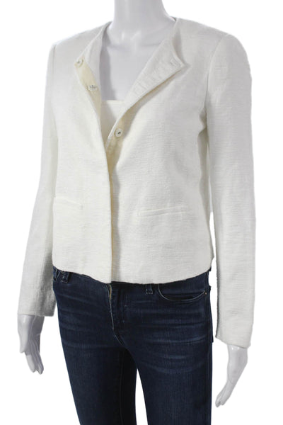 Vince Women Basic Jacket White Button Long Sleeve Size XS