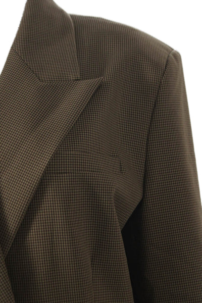 Zara Women Basic Jacket Brown Check Button Long Sleeve Size L