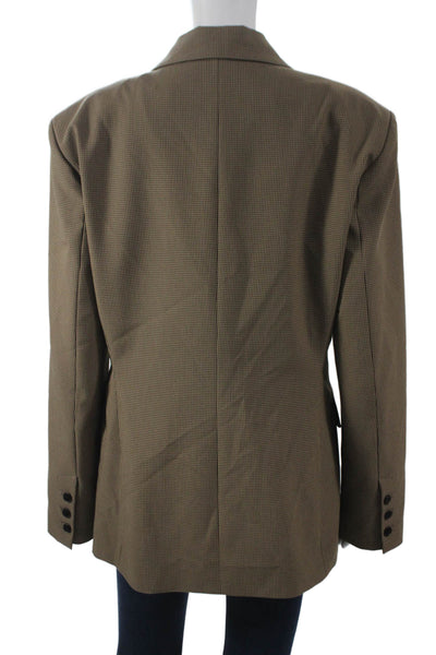 Zara Women Basic Jacket Brown Check Button Long Sleeve Size L