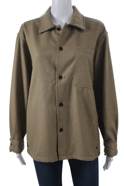 Minimum Mens Basic Jacket Button-Up Brown Collared Long Sleeve Size S