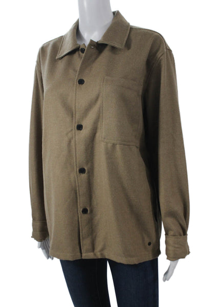 Minimum Mens Basic Jacket Button-Up Brown Collared Long Sleeve Size S
