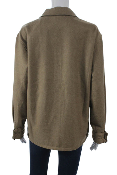 Minimum Mens Basic Jacket Button-Up Brown Collared Long Sleeve Size S