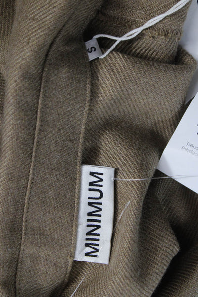 Minimum Mens Basic Jacket Button-Up Brown Collared Long Sleeve Size S