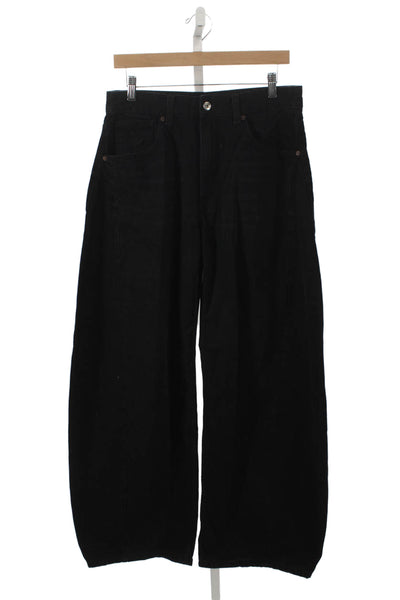 Zara Womens Wide Leg Black High Rise Cotton Jeans Size 38