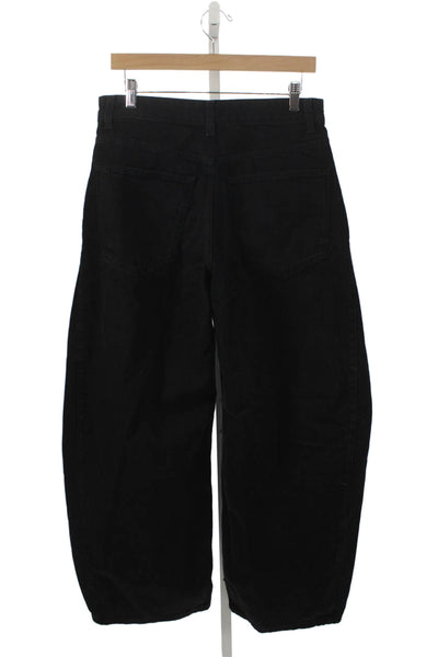 Zara Womens Wide Leg Black High Rise Cotton Jeans Size 38