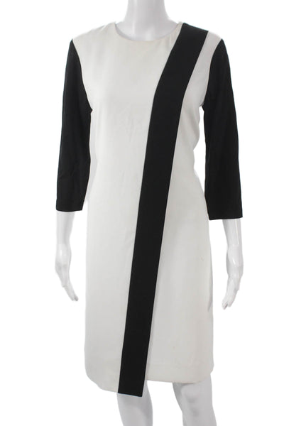 Per Se Women Sheath Multicolor Mid Calf Dress 3/4 Sleeve Polyester Size 8