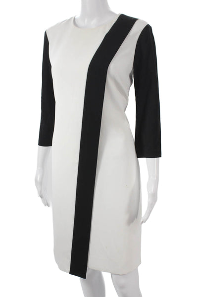 Per Se Women Sheath Multicolor Mid Calf Dress 3/4 Sleeve Polyester Size 8
