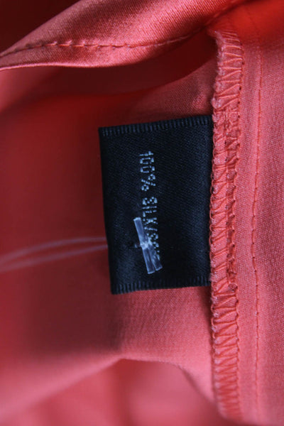 Lafayette 148 New York Women Silk Red Collared Button Long Sleeve Blouse Size 8