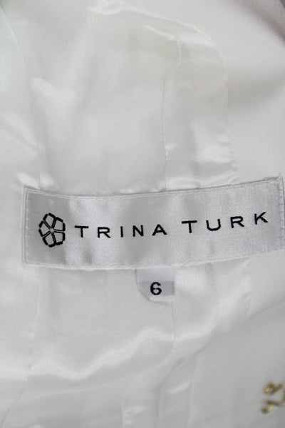 Trina Turk Women Basic Jacket White Long Sleeve Hook Eye Size 6