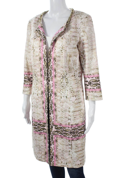 Etcetera Women Basic Jacket Snake Print Multicolor Hook & Eye 3/4 Sleeve Size 8