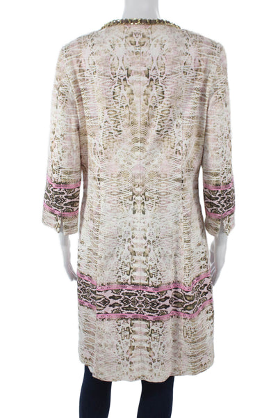 Etcetera Women Basic Jacket Snake Print Multicolor Hook & Eye 3/4 Sleeve Size 8