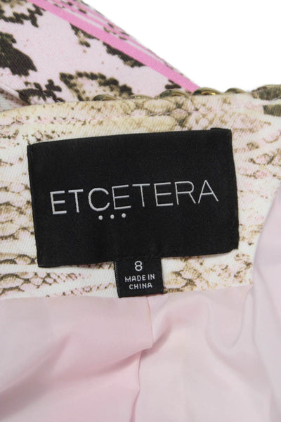 Etcetera Women Basic Jacket Snake Print Multicolor Hook & Eye 3/4 Sleeve Size 8
