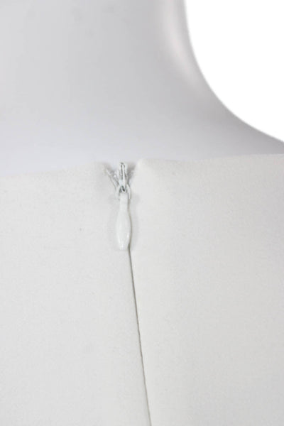 Theo Womens Basic Long Sleeve Round Neck White Blouse Size M
