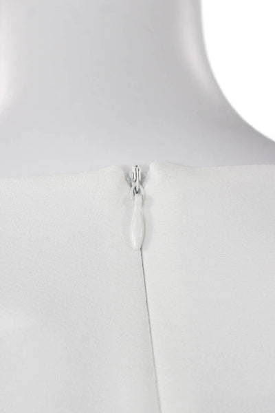 Theo Womens Basic Blouse White Long Sleeve Round Neck 88% Polyester Size XL