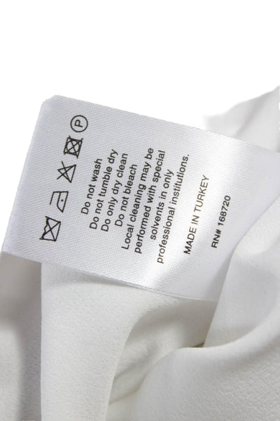 Theo Womens Basic Blouse White Long Sleeve Round Neck 88% Polyester Size XL