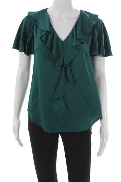 Trina Turk Women Basic Solid Silk V-Neck Sleeveless Pullover Blouse Size XS