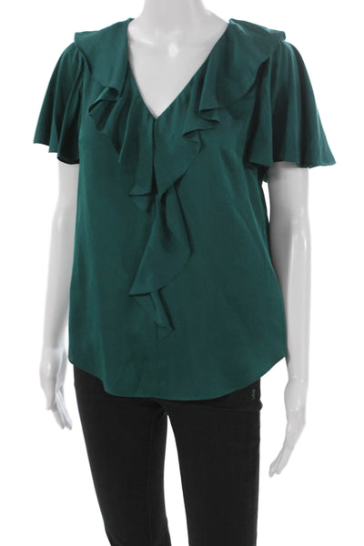 Trina Turk Women Basic Solid Silk V-Neck Sleeveless Pullover Blouse Size XS