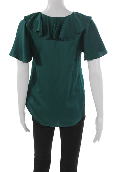 Trina Turk Women Basic Solid Silk V-Neck Sleeveless Pullover Blouse Size XS