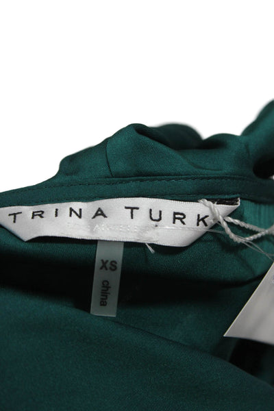 Trina Turk Women Basic Solid Silk V-Neck Sleeveless Pullover Blouse Size XS