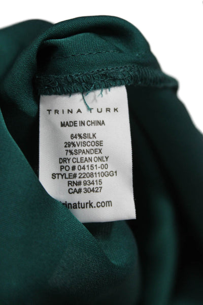 Trina Turk Women Basic Solid Silk V-Neck Sleeveless Pullover Blouse Size XS