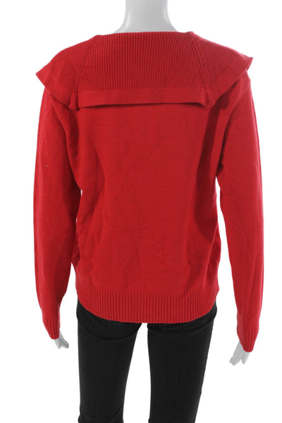 Elliott Lauren Women Basic Red V-Neck Long Sleeve Blouse Size S